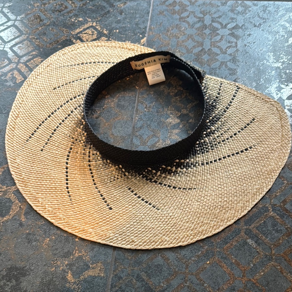 Eugenia Kim Black and Tan Wide-Brimmed Hat Visor